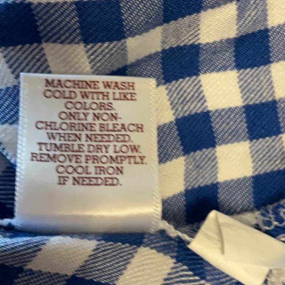 SO Blue and White Checkered Women's Button Down Shirt - Picture 7 of 7